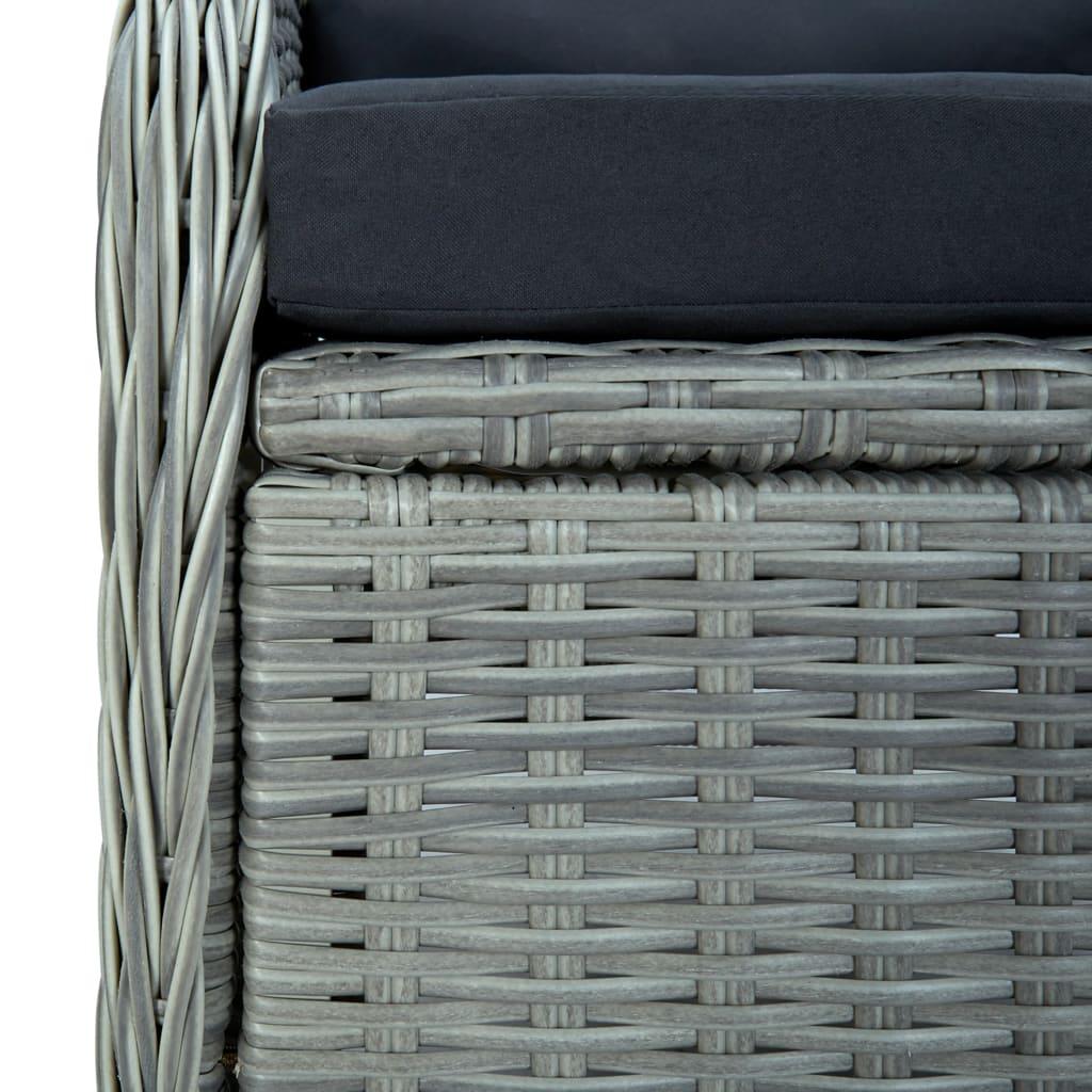 7 Piece Outdoor Dining Set with Cushions Poly Rattan Light Grey