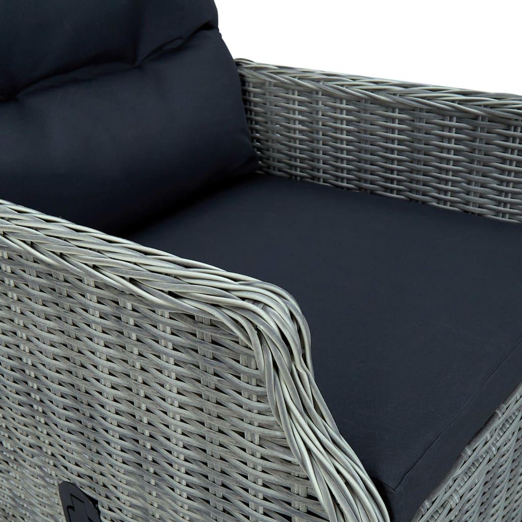 7 Piece Outdoor Dining Set with Cushions Poly Rattan Light Grey