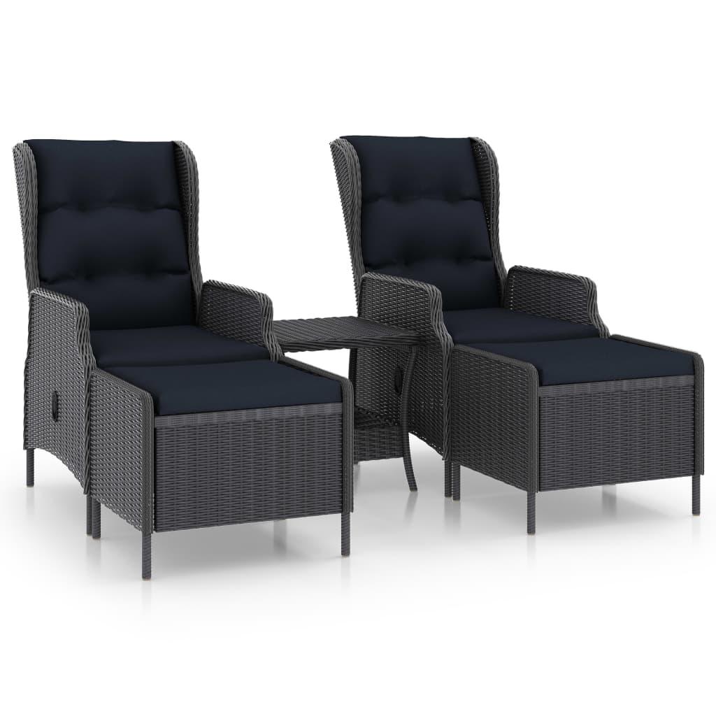 3 Piece Garden Lounge Set with Cushions Poly Rattan Dark Grey