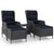 3 Piece Garden Lounge Set with Cushions Poly Rattan Dark Grey