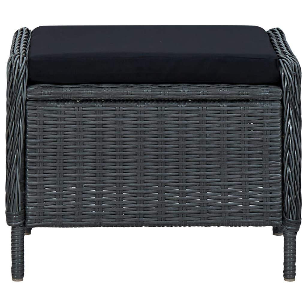 3 Piece Garden Lounge Set with Cushions Poly Rattan Dark Grey