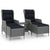 3 Piece Garden Lounge Set with Cushions Poly Rattan Light Grey