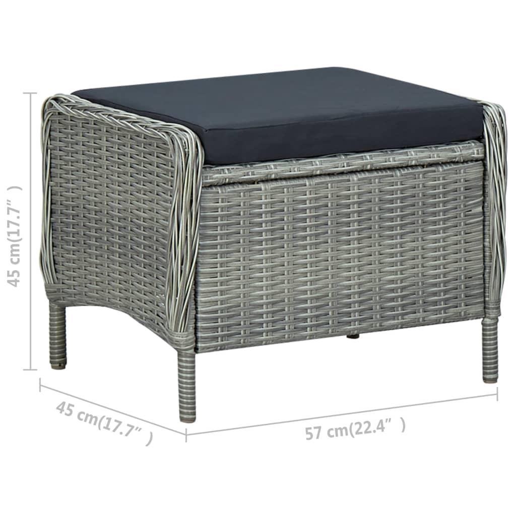 3 Piece Garden Lounge Set with Cushions Poly Rattan Light Grey