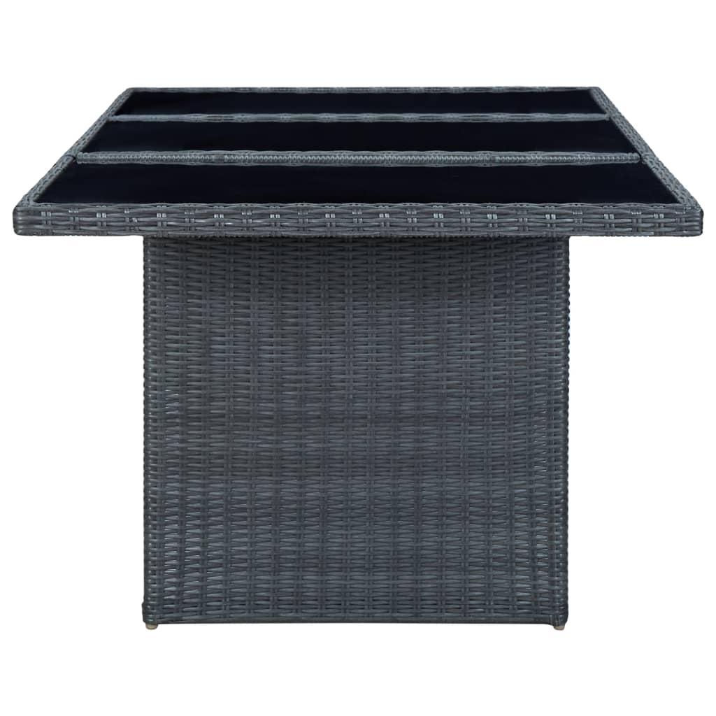 7 Piece Outdoor Dining Set with Cushions Poly Rattan Dark Grey