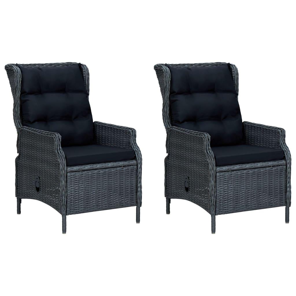 9 Piece Outdoor Dining Set with Cushions Poly Rattan Dark Grey