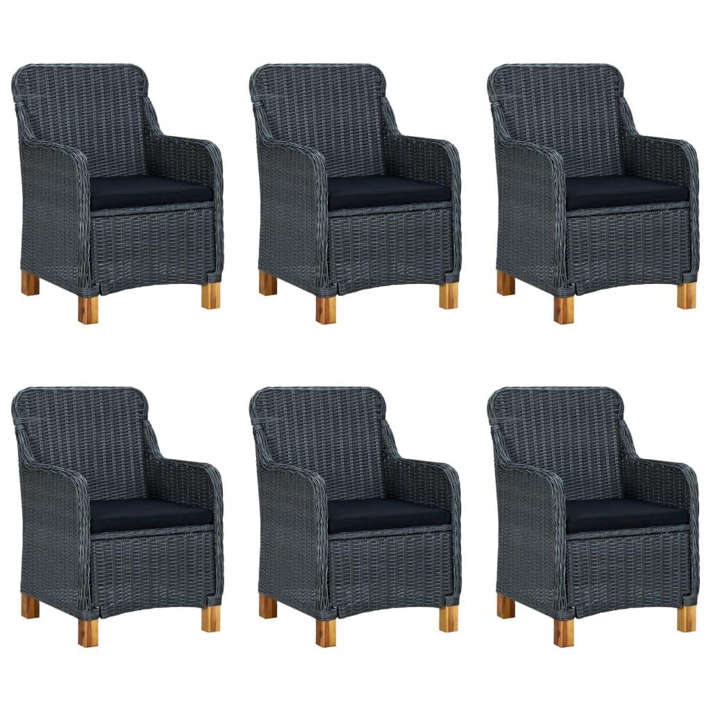 9 Piece Outdoor Dining Set with Cushions Poly Rattan Dark Grey