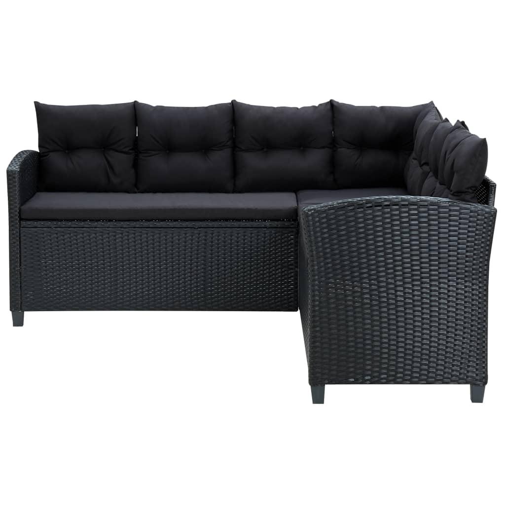 6 Piece Garden Lounge Set with Cushions Poly Rattan Black