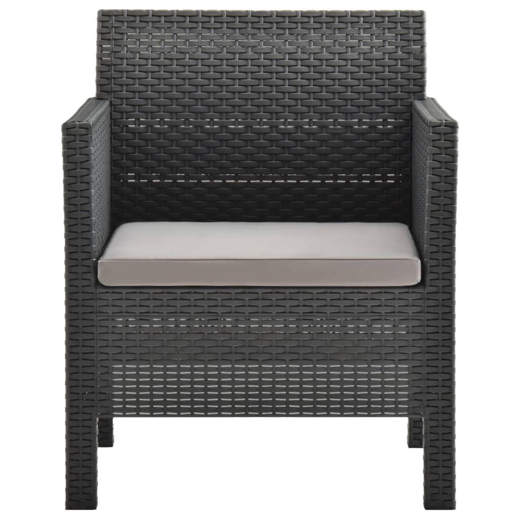 Garden Chair with Cushion Anthracite 63x65x76 cm PP Rattan