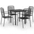 5 Piece Garden Dining Set Black Glass and Steel