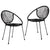 3 Piece Outdoor Dining Set PVC Rattan Black