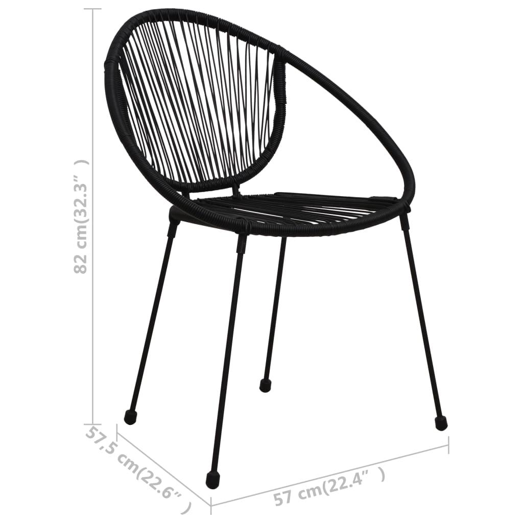 3 Piece Outdoor Dining Set PVC Rattan Black