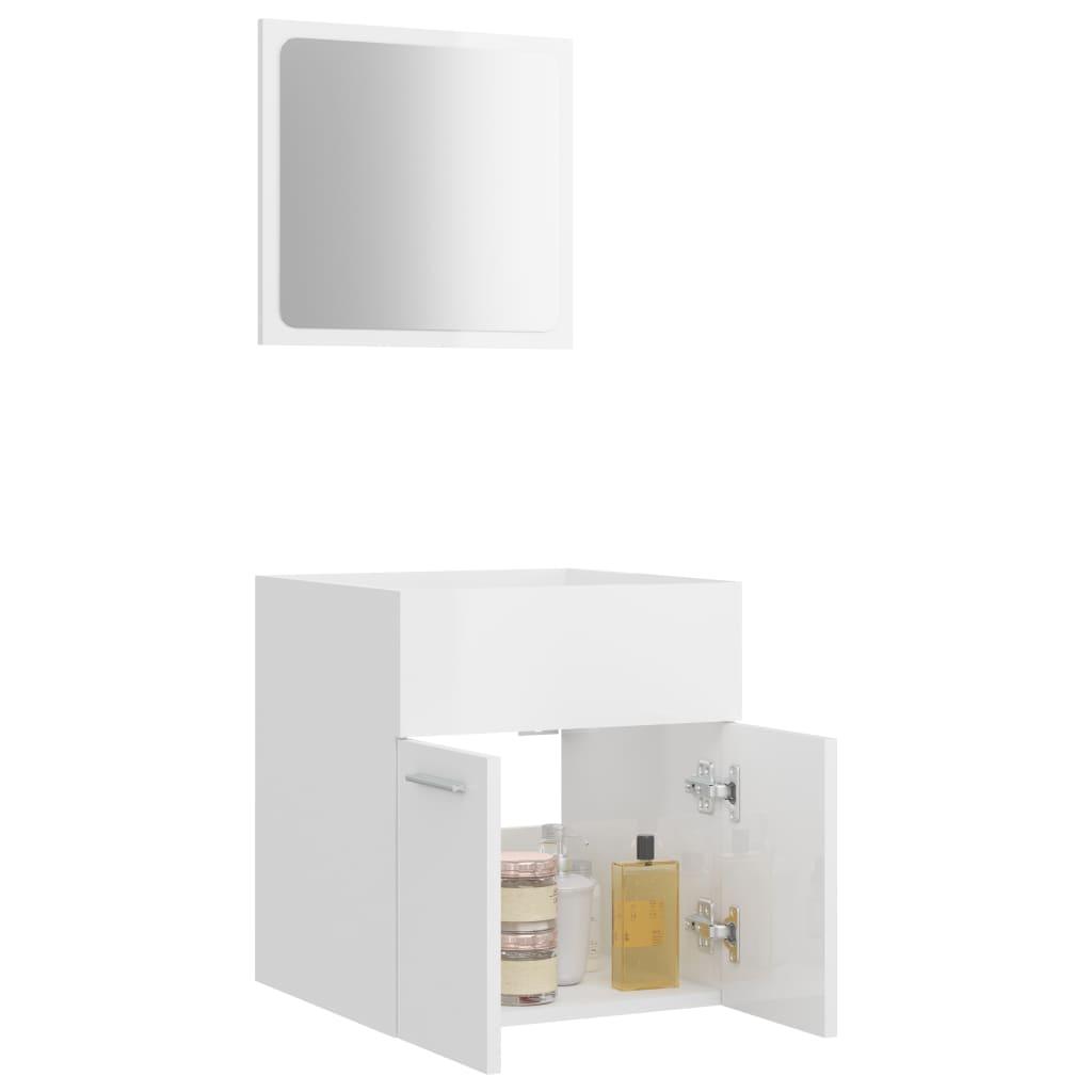 2 Piece Bathroom Furniture Set High Gloss White Engineered Wood