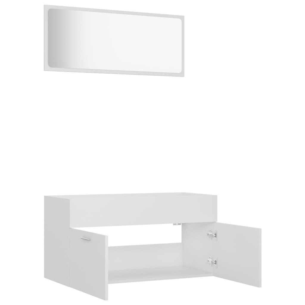 2 Piece Bathroom Furniture Set White Engineered Wood