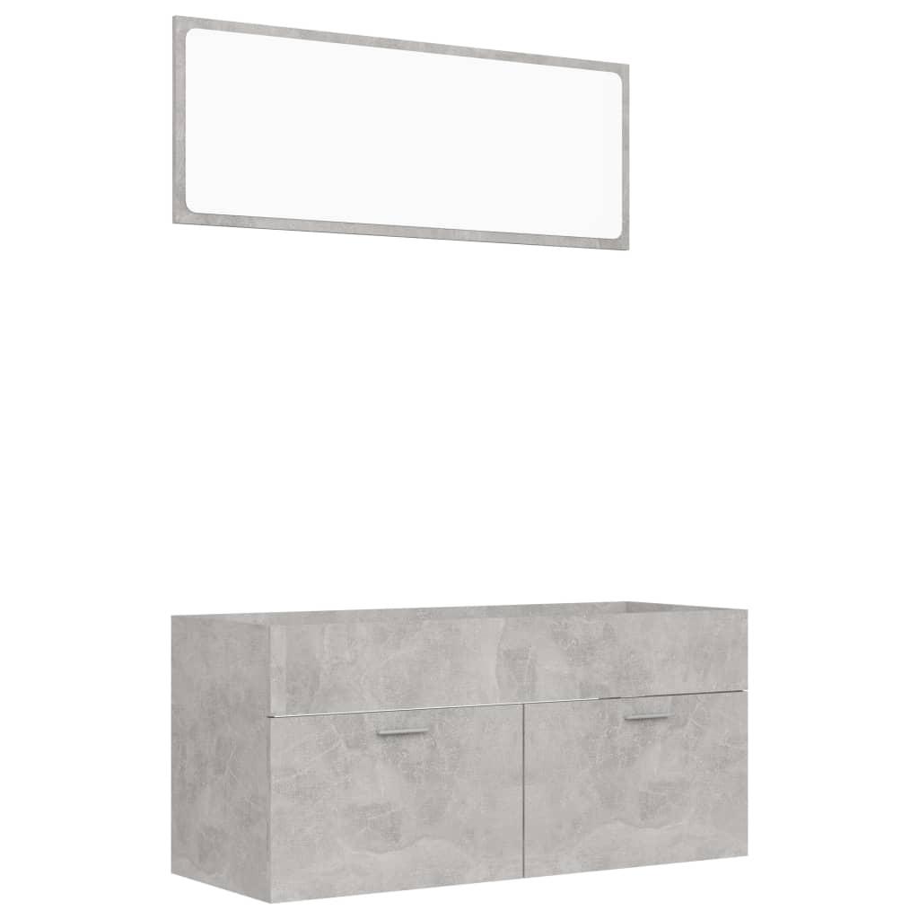 2 Piece Bathroom Furniture Set Concrete Grey Engineered Wood