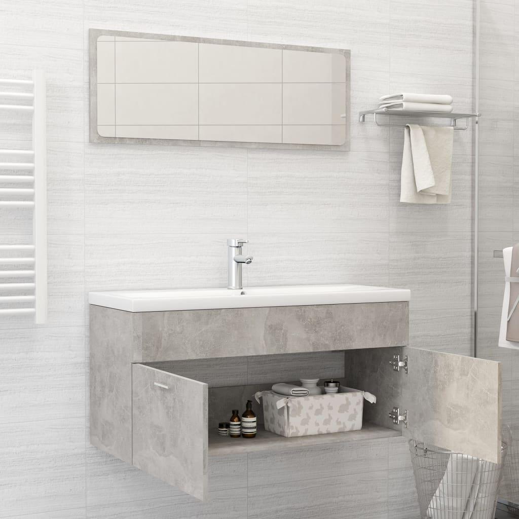 2 Piece Bathroom Furniture Set Concrete Grey Engineered Wood
