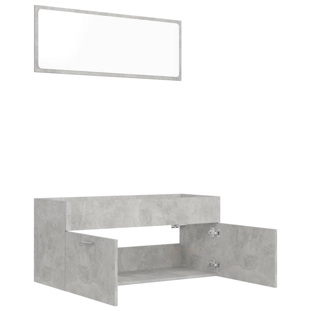 2 Piece Bathroom Furniture Set Concrete Grey Engineered Wood