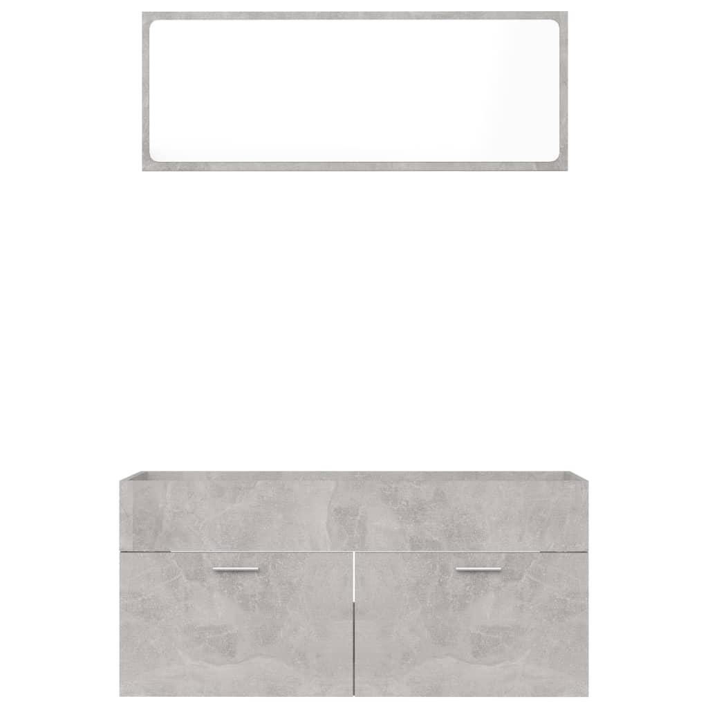 2 Piece Bathroom Furniture Set Concrete Grey Engineered Wood