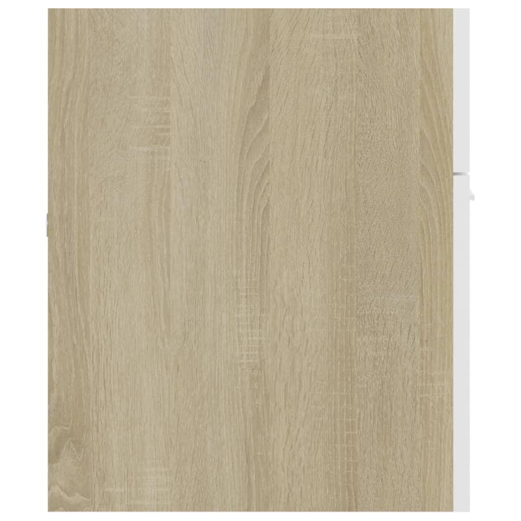2 Piece Bathroom Furniture Set White and Sonoma Oak Engineered Wood