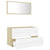 2 Piece Bathroom Furniture Set White and Sonoma Oak Engineered Wood