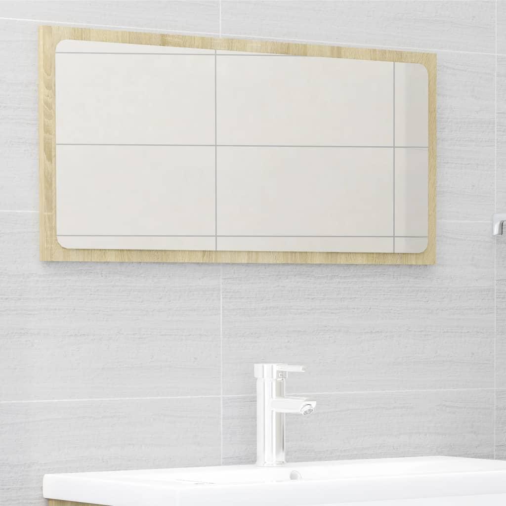 2 Piece Bathroom Furniture Set White and Sonoma Oak Engineered Wood