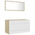 2 Piece Bathroom Furniture Set White and Sonoma Oak Engineered Wood