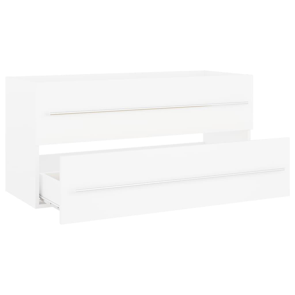 2 Piece Bathroom Furniture Set White Engineered Wood