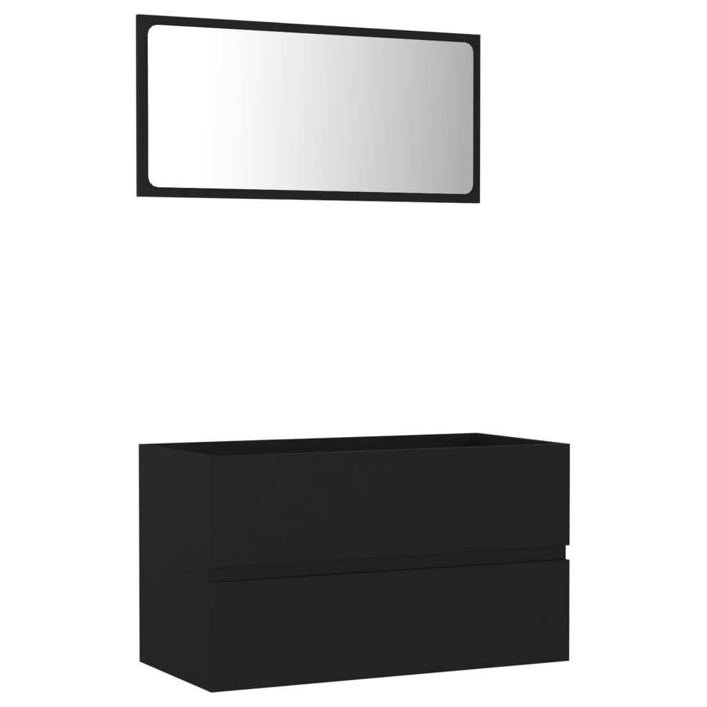 2 Piece Bathroom Furniture Set Black Chipboard