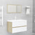 2 Piece Bathroom Furniture Set White and Sonoma Oak Engineered Wood