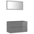 2 Piece Bathroom Furniture Set High Gloss Grey Engineered Wood