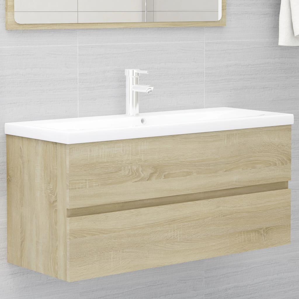 2 Piece Bathroom Furniture Set Sonoma Oak Engineered Wood