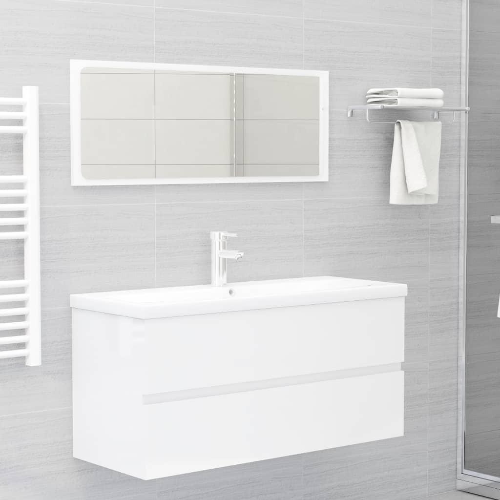 2 Piece Bathroom Furniture Set High Gloss White Engineered Wood