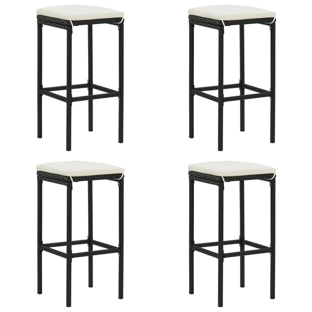 5 Piece Garden Bar Set with Cushions Poly Rattan Black