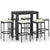 7 Piece Garden Bar Set with Cushions Poly Rattan Black