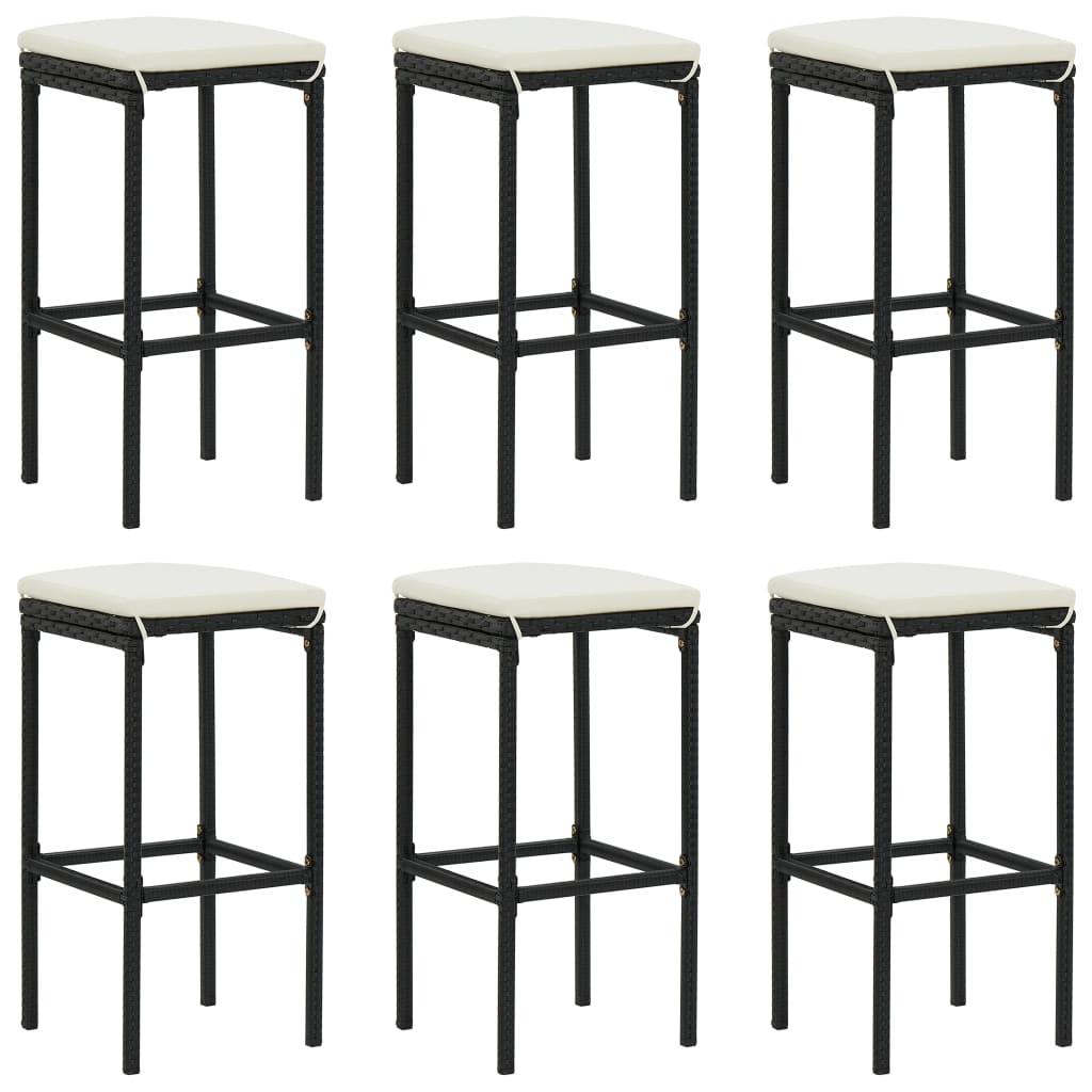 7 Piece Garden Bar Set with Cushions Poly Rattan Black