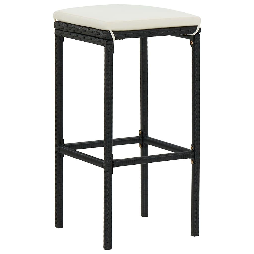 7 Piece Garden Bar Set with Cushions Poly Rattan Black