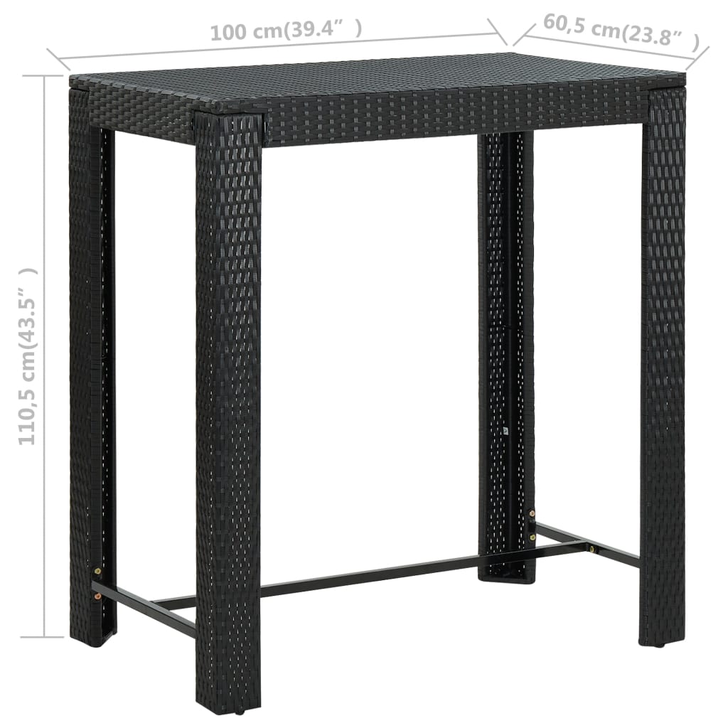 7 Piece Garden Bar Set with Cushions Poly Rattan Black