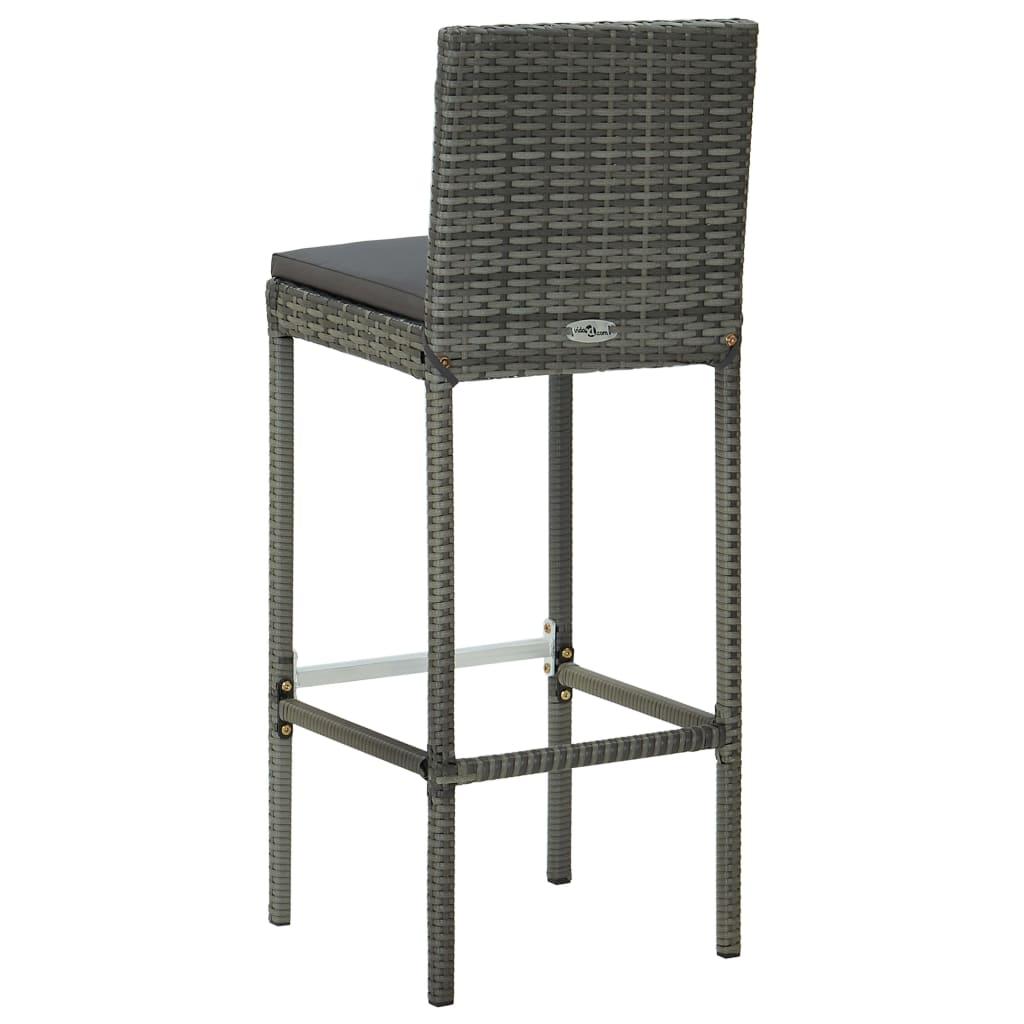 3 Piece Outdoor Bar Set with Cushions Poly Rattan Grey