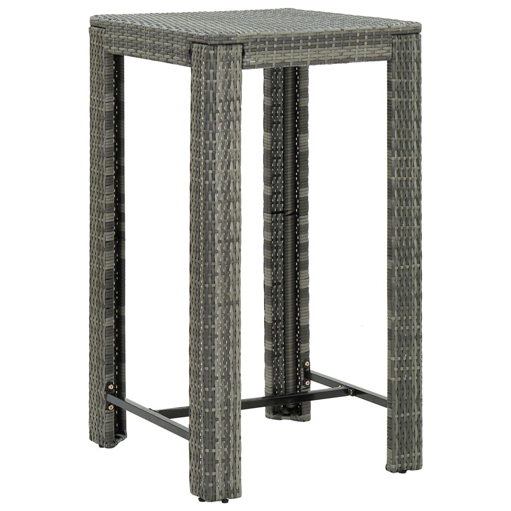 3 Piece Outdoor Bar Set with Cushions Poly Rattan Grey