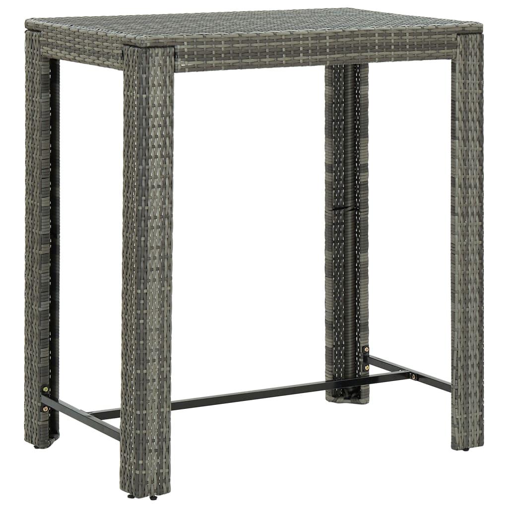 7 Piece Outdoor Bar Set with Cushions Poly Rattan Grey
