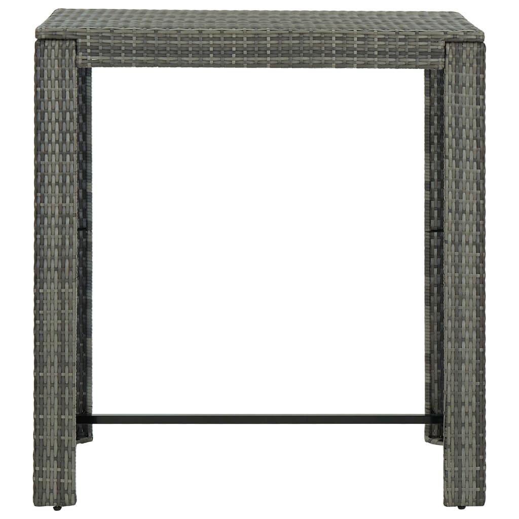 7 Piece Outdoor Bar Set with Cushions Poly Rattan Grey