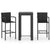 3 Piece Outdoor Bar Set with Armrest Poly Rattan Black