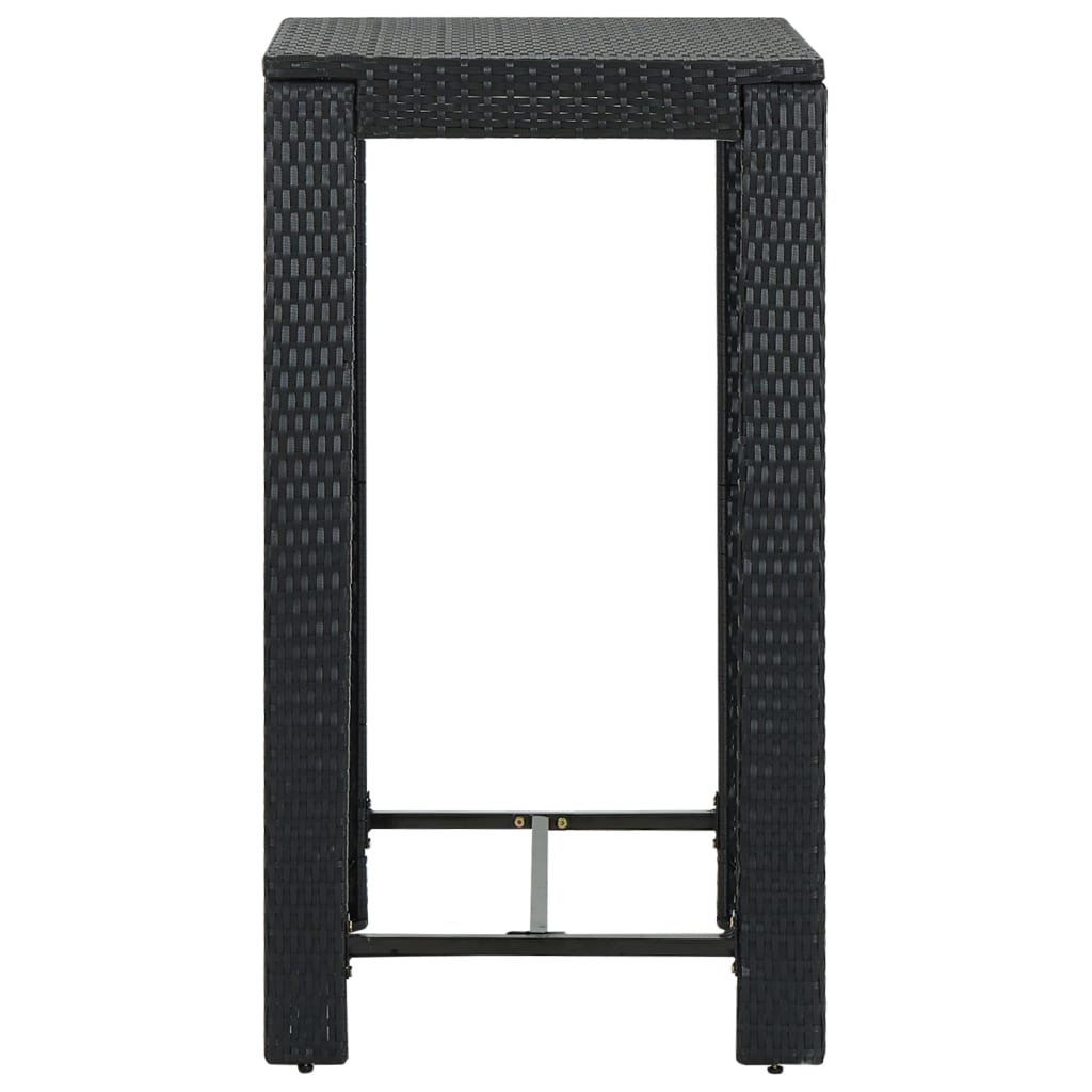 3 Piece Outdoor Bar Set with Armrest Poly Rattan Black