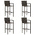 5 Piece Outdoor Bar Set with Armrest Poly Rattan Brown