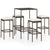 5 Piece Garden Bar Set with Cushions Poly Rattan Brown
