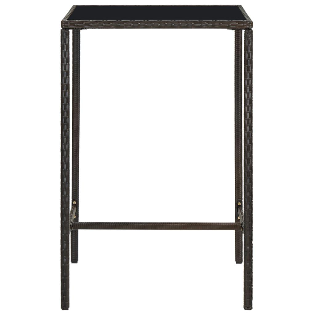 5 Piece Garden Bar Set with Cushions Poly Rattan Brown