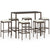 7 Piece Garden Bar Set with Cushions Poly Rattan Brown