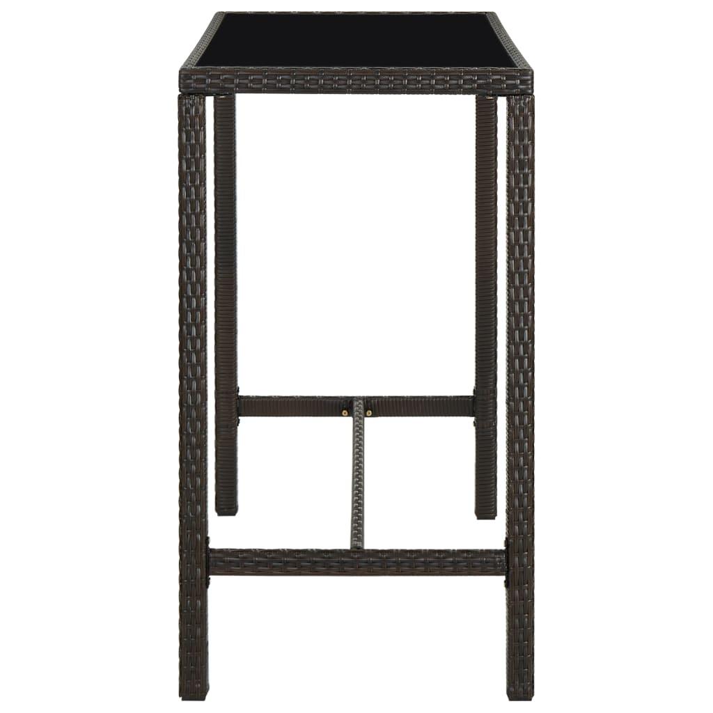 7 Piece Garden Bar Set with Cushions Poly Rattan Brown