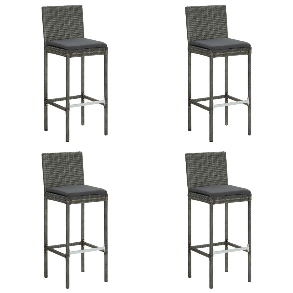 5 Piece Garden Bar Set with Cushions Poly Rattan Grey