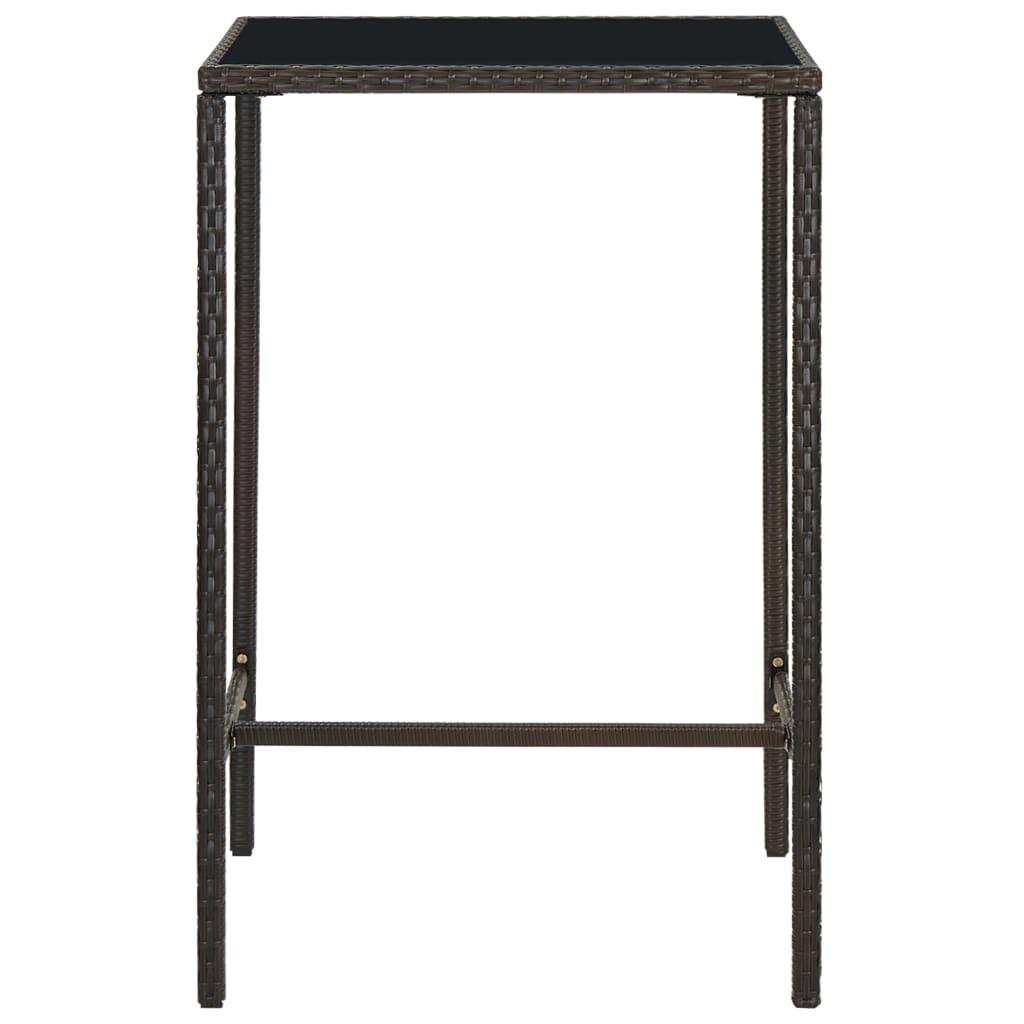 3 Piece Garden Bar Set Poly Rattan Brown