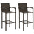 3 Piece Garden Bar Set Poly Rattan Brown